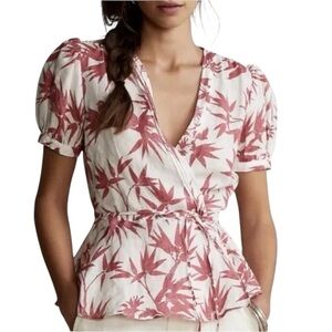 Polo Ralph Lauren Gaga Linen Floral Wrap Top